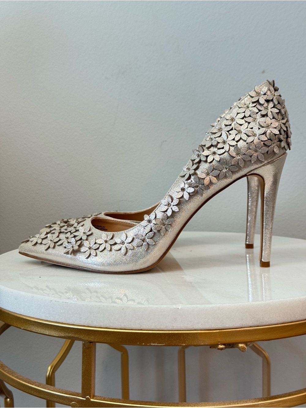 INC International Concepts Silver Floral Appliqué Pointed-Toe Heels - Picture 7 of 16